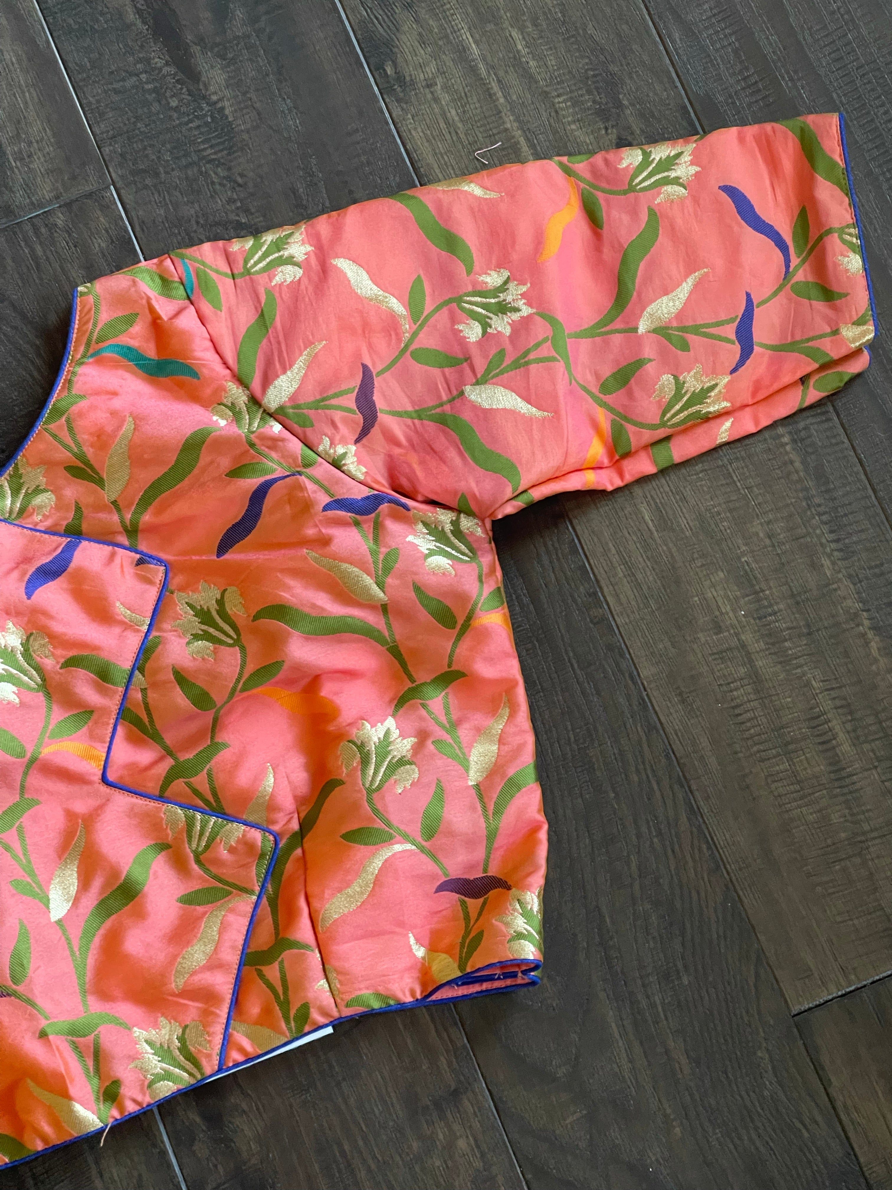 Designer Blouse - Peach Meenakari