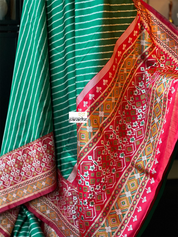 Soft Silk Patola Banarasi - Green Red Antique Golden Zari