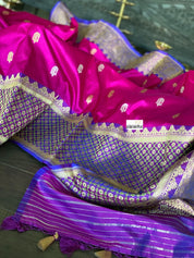 Pure Katan Silk Banarasi - Magenta Purple Kadwa woven