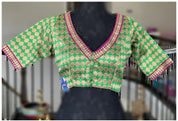 Designer Blouse - Green Brocade Purple