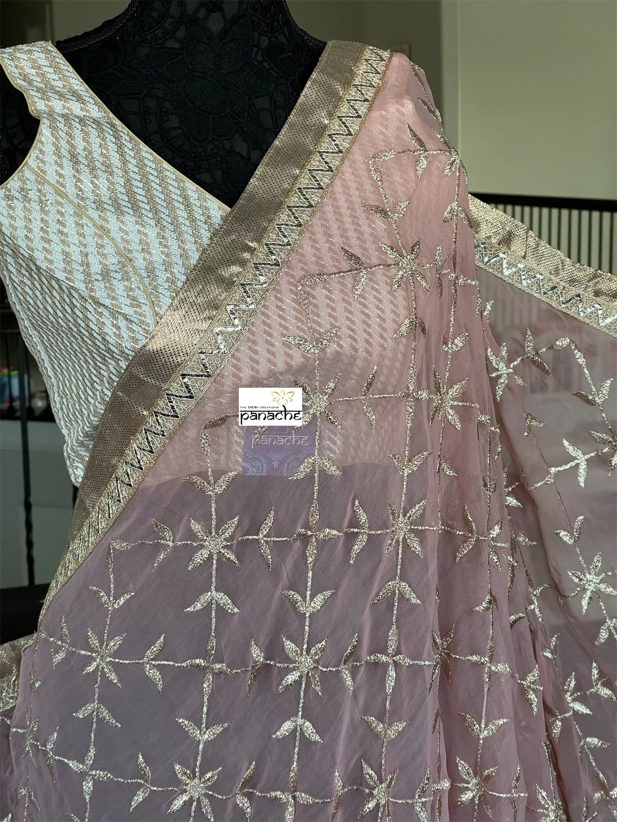 Designer Blouse - Off White Brown