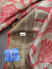 Tussar Silk Banarasi - Beige Red Antique Zari