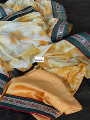 Designer Georgette Sequin Saree - Yellow Orange Tie Dye