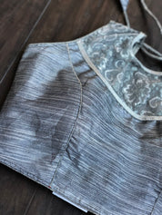 Designer Blouse - Silver Brocade