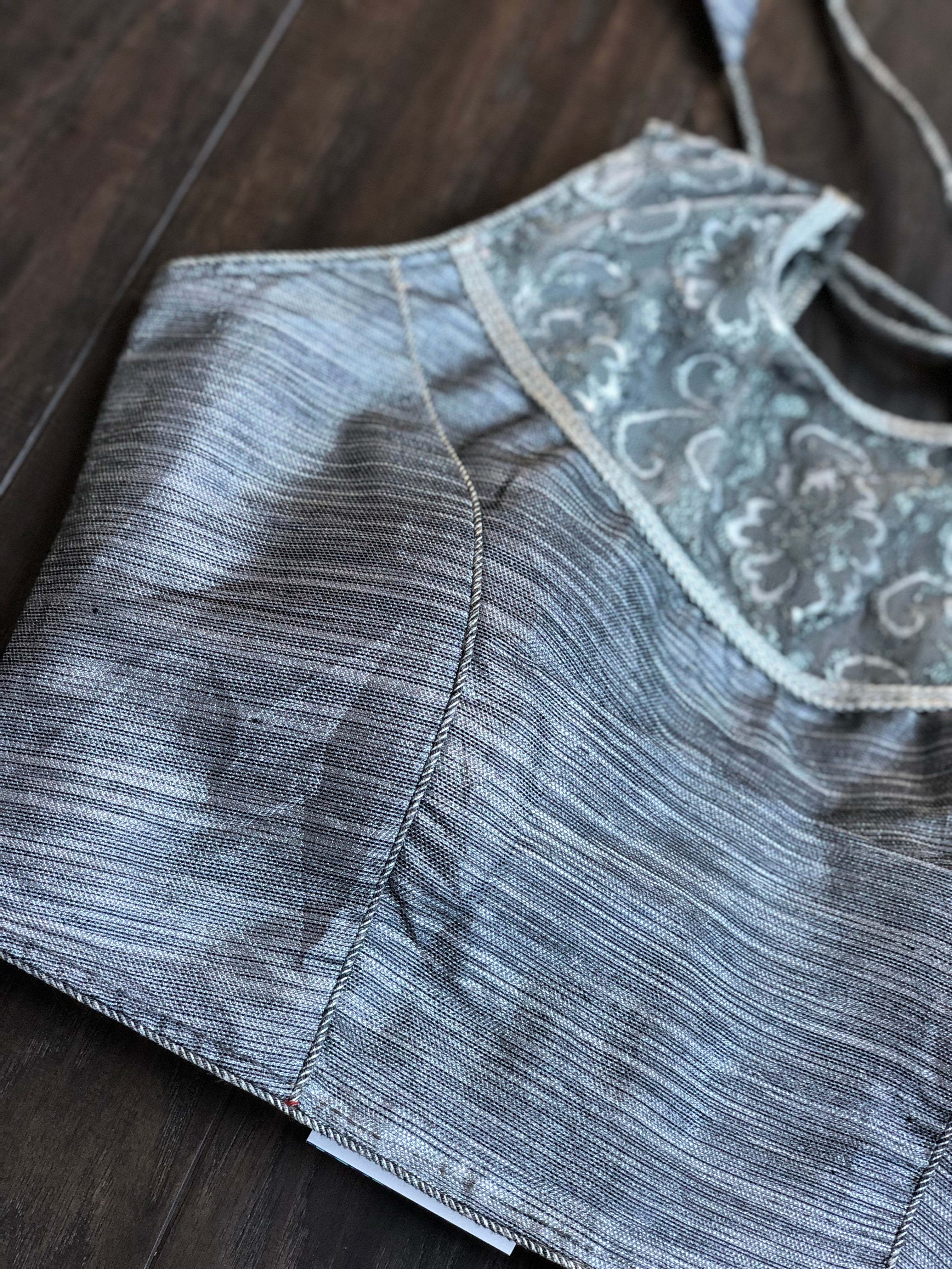 Designer Blouse - Silver Brocade