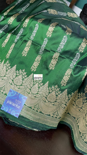 Pure Katan Silk Banarasi - Green Kadwa