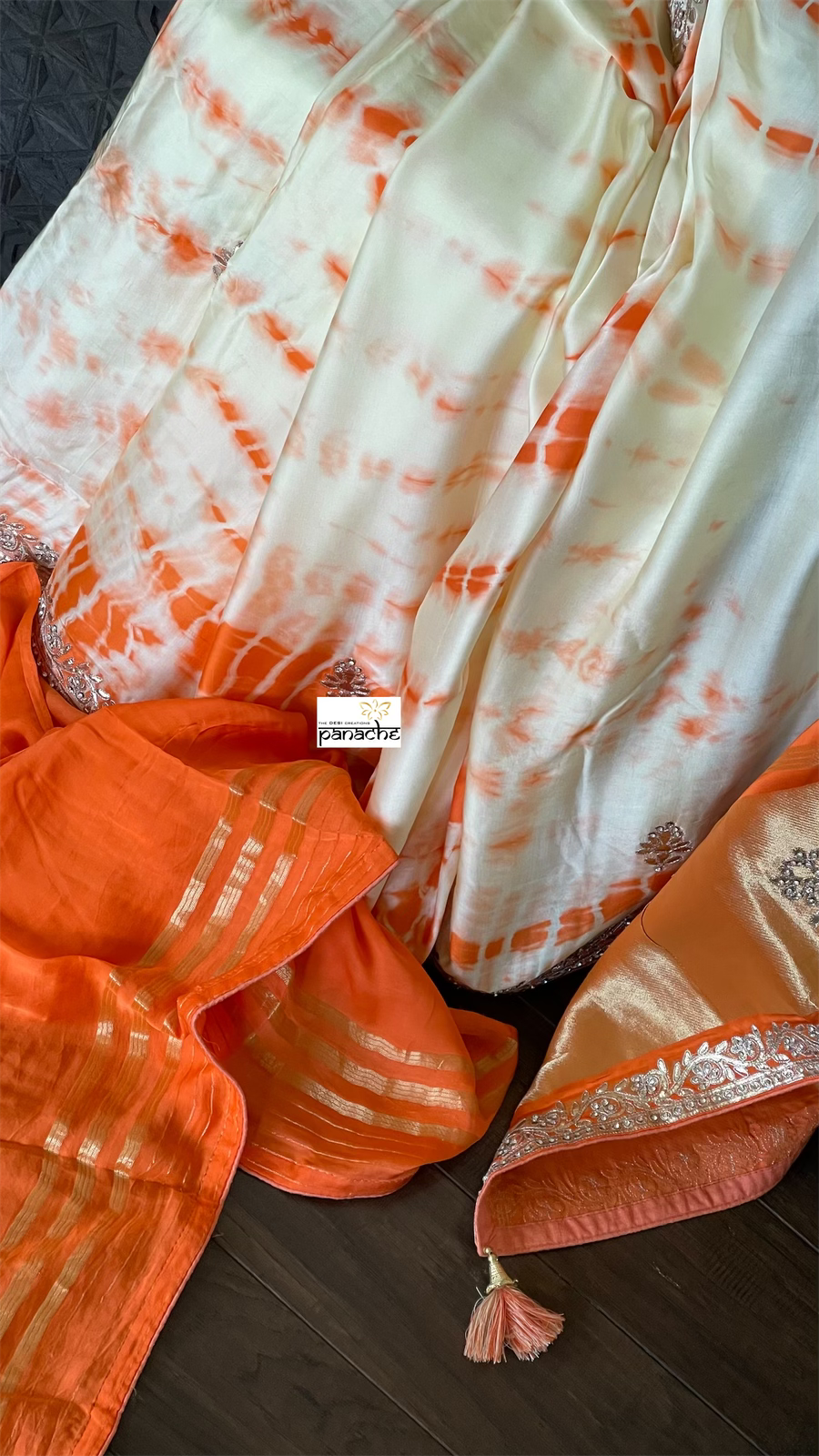 Designer Satin Silk - Tie-dye Orange