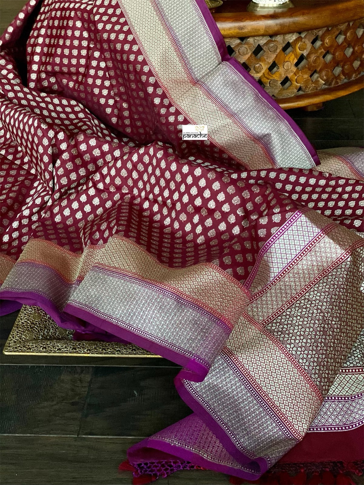 Soft Silk Butidaar Banarasi - Burgundy Purple