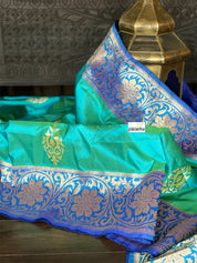 Pure Silk Banarasi - Sea Green Dual Shaded