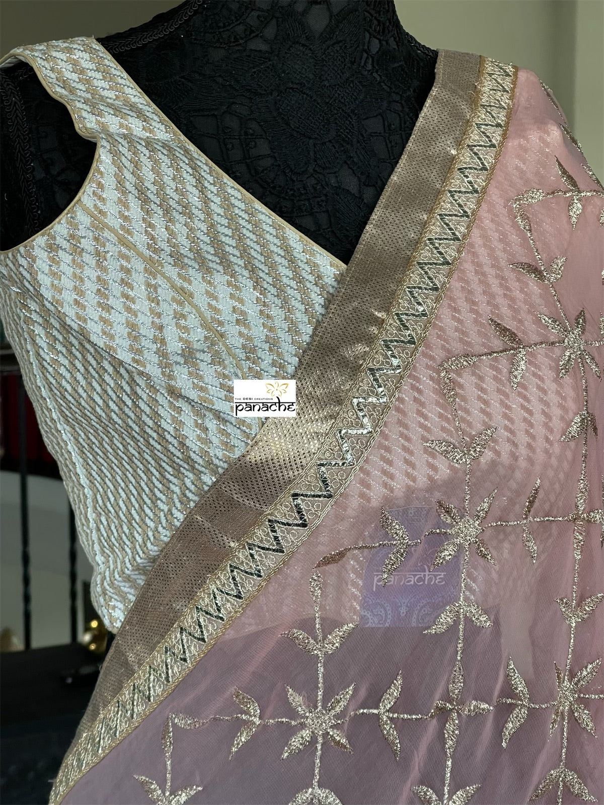 Designer Blouse - Off White Brown