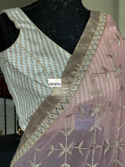 Designer Blouse - Off White Brown