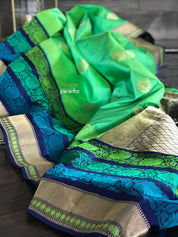 Katan Silk Banarasi - Green Blue Dual Shaded