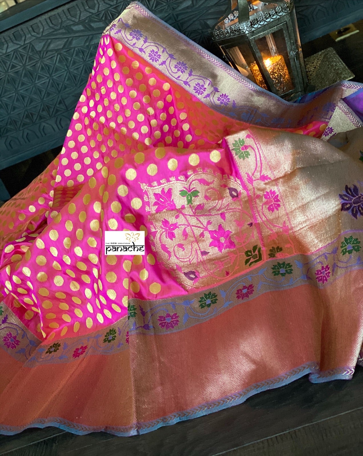 Katan Silk Banarasi - Shot Pink Paithani Woven