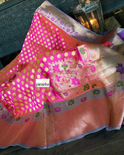 Katan Silk Banarasi - Shot Pink Paithani Woven