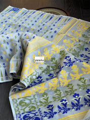 Jamdaani  - Off White Blue Yellow