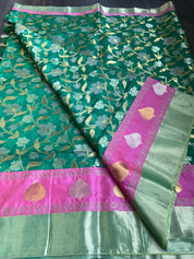 Kota Silk Jangla - Green Pink