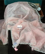 Designer Organza - Light Peach Pink Leheriya