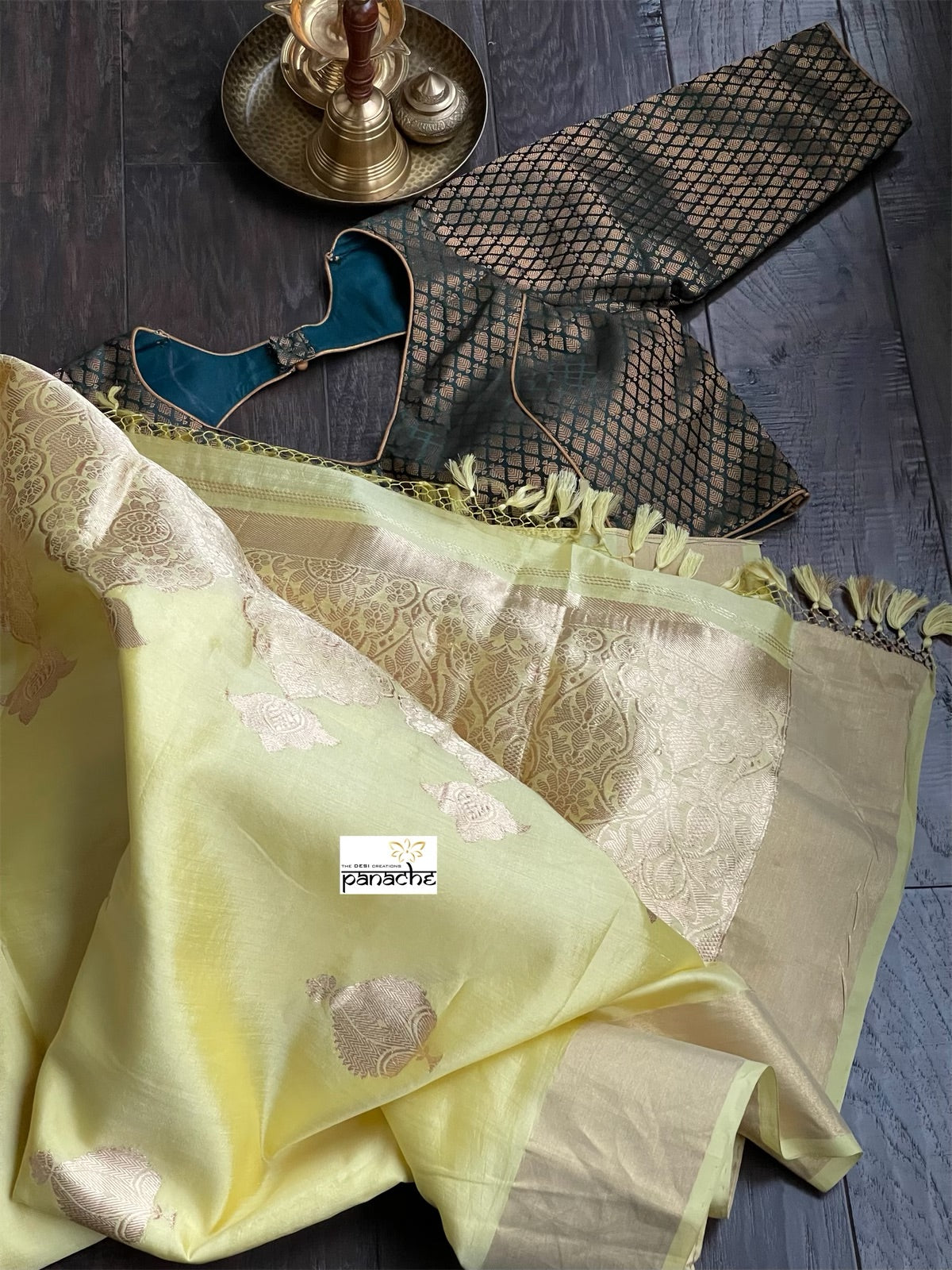 Designer Blouse - Teal Green Zari woven