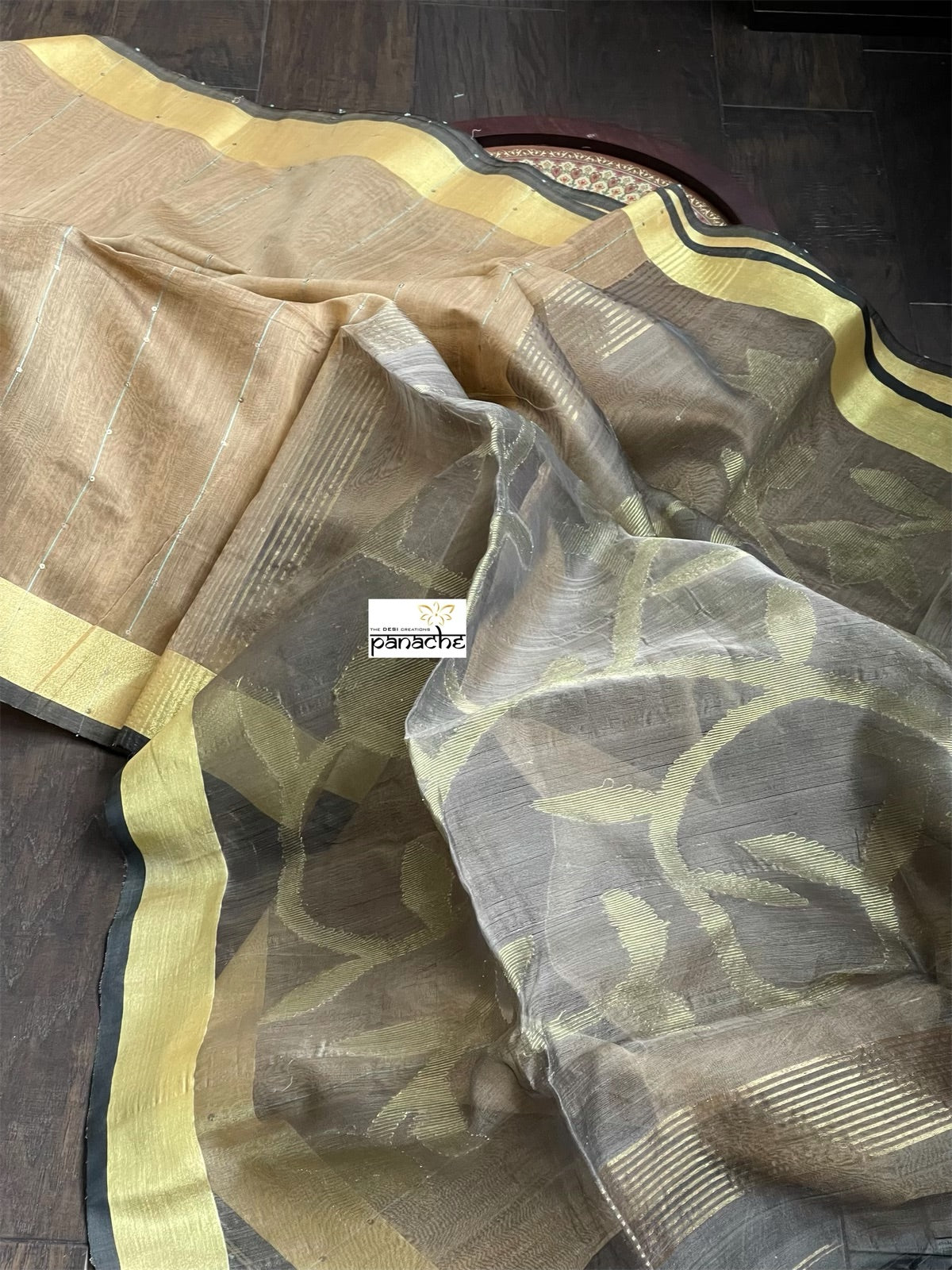 Cotton Silk Jamdaani - Brown Gold Zari