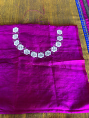 Designer Tussar Silk - Yellow Blue Half Half