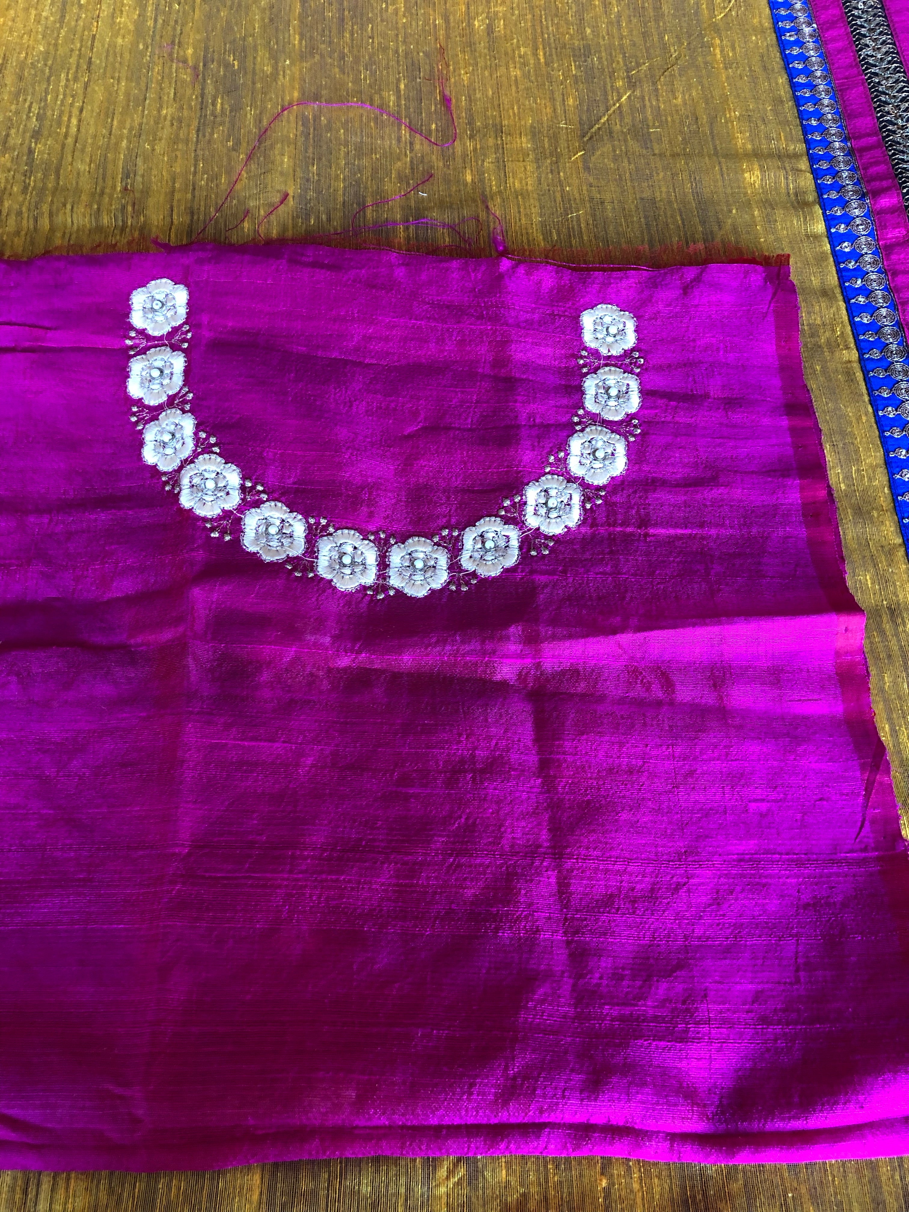 Designer Tussar Silk - Yellow Blue Half Half