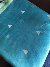 Muslin Silk - Teal Moss Green Zari Weave