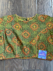 Designer Blouse - Green Ajrakh Printed