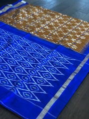 Pure Silk Ikat - Musard Yellow Royal Blue