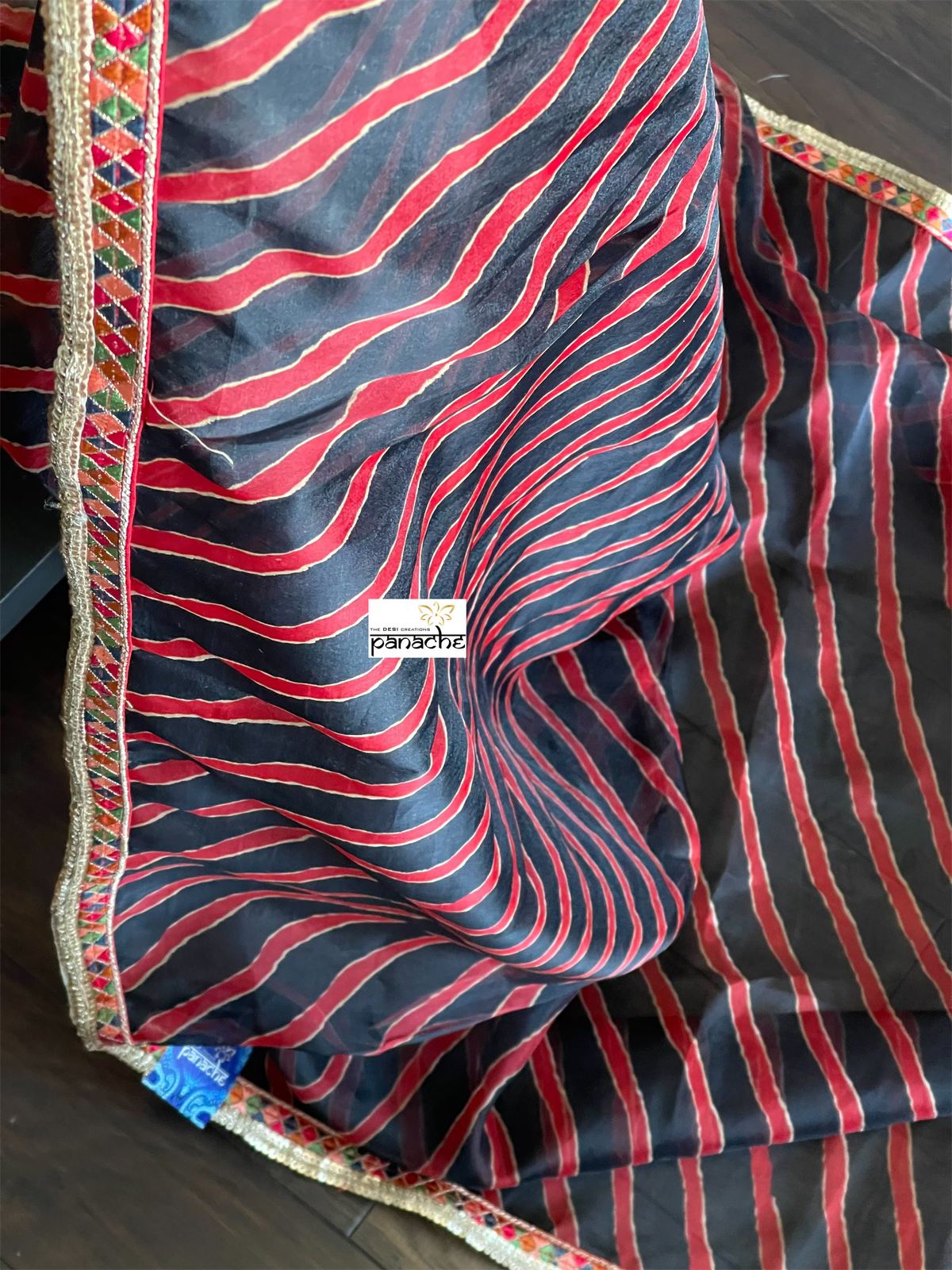 Designer Organza - Maroon Black