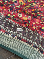 Chiniya Silk Banarasi - Maroon Red Pashmina Printed