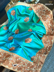 Designer Soft Silk - Sea Green with Instrument design
