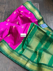 Gadwal Cotton Silk - Magenta Green