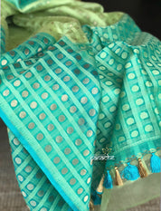 Organza Silk Banarasi - Pista Green Firozi