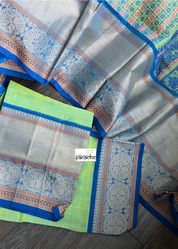 Pure Kanchi Cotton Handloom - Green Blue Dual Shaded