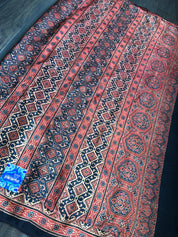 Silk Ajrakh - Maroon Black