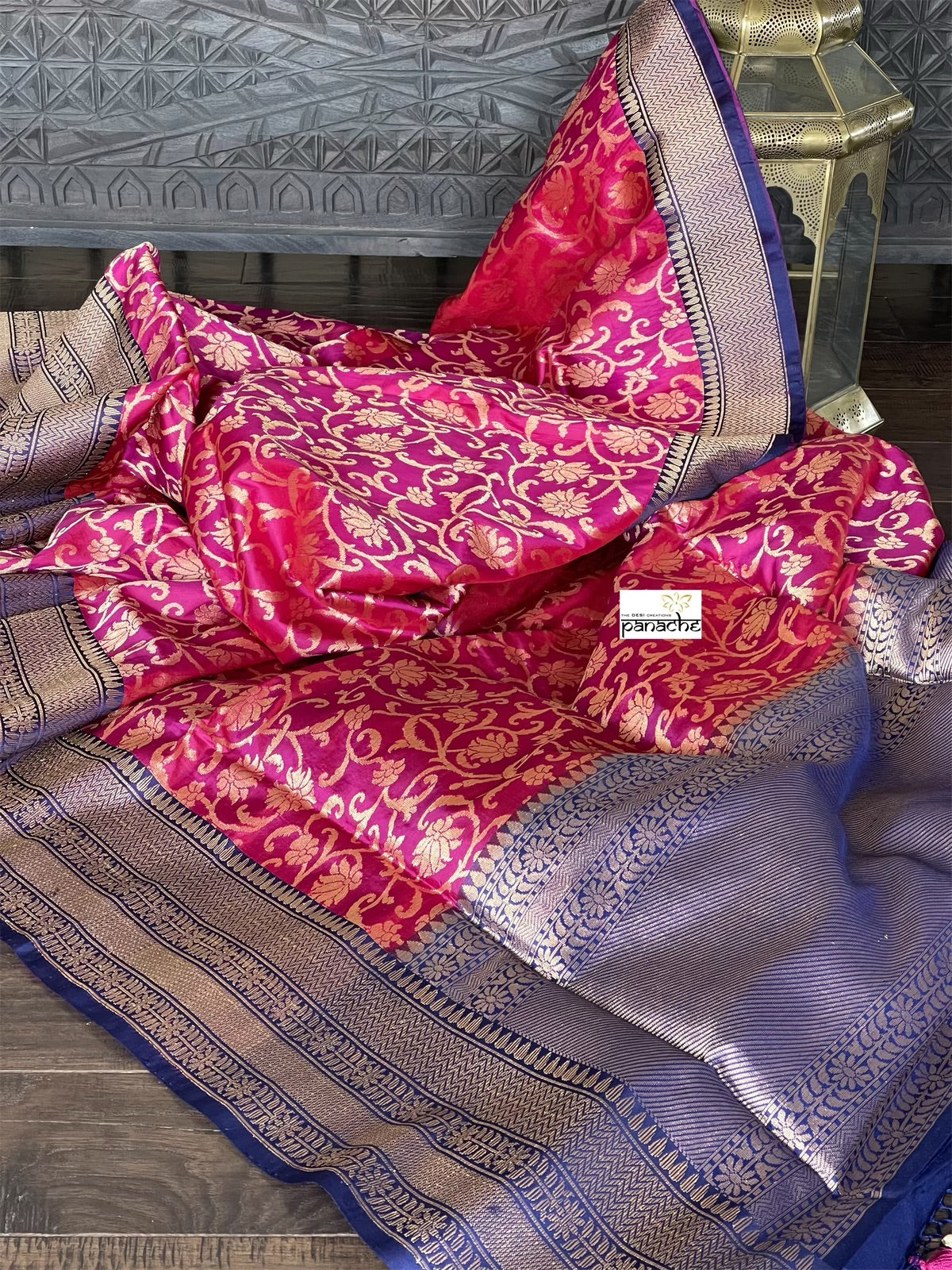 Katan Silk Banarasi - Magenta Blue