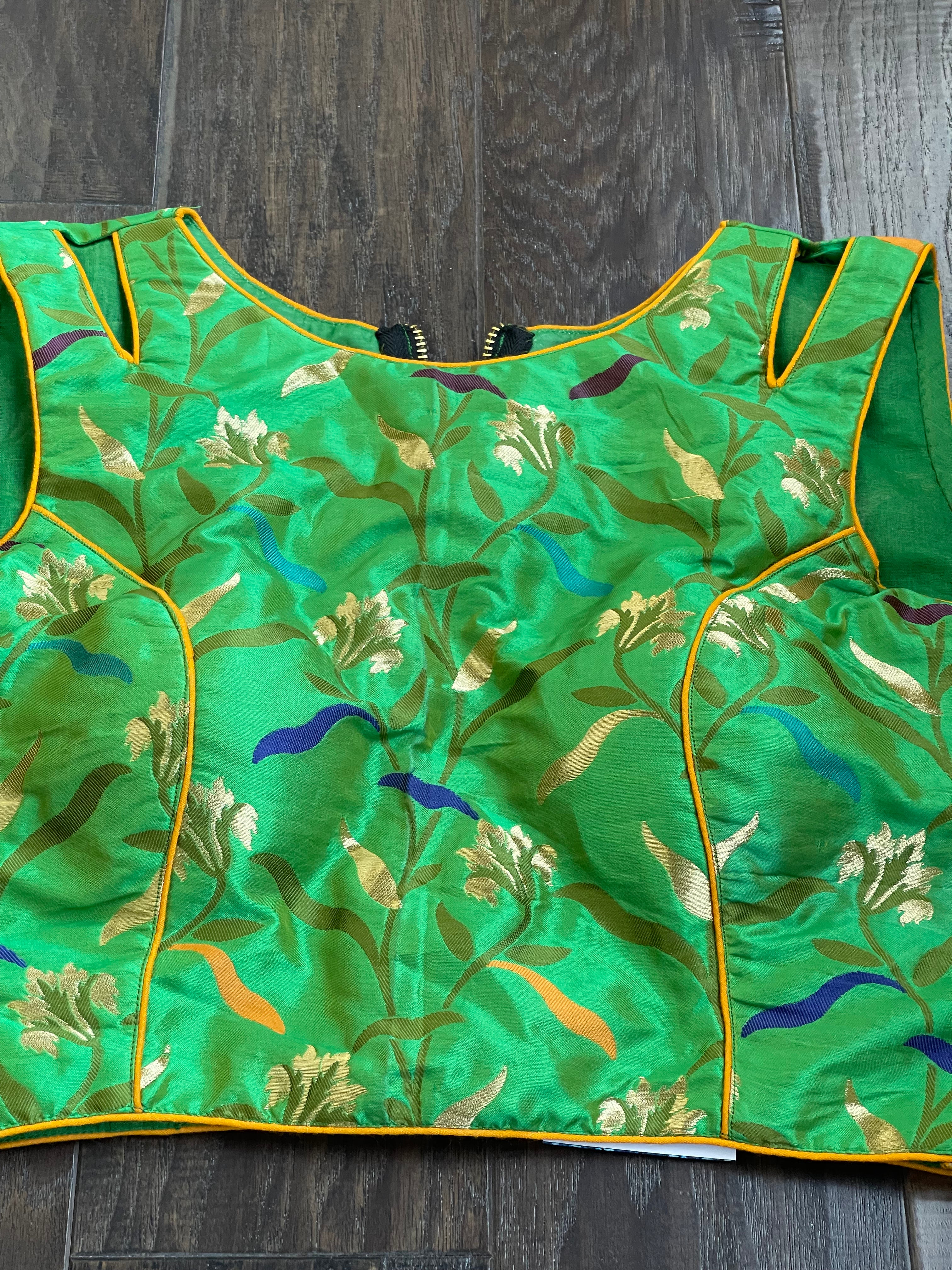 Designer Blouse - Green Blue Meenakari