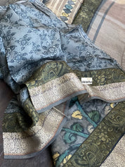 Muga Silk Kalamkari Banarasi- Grey