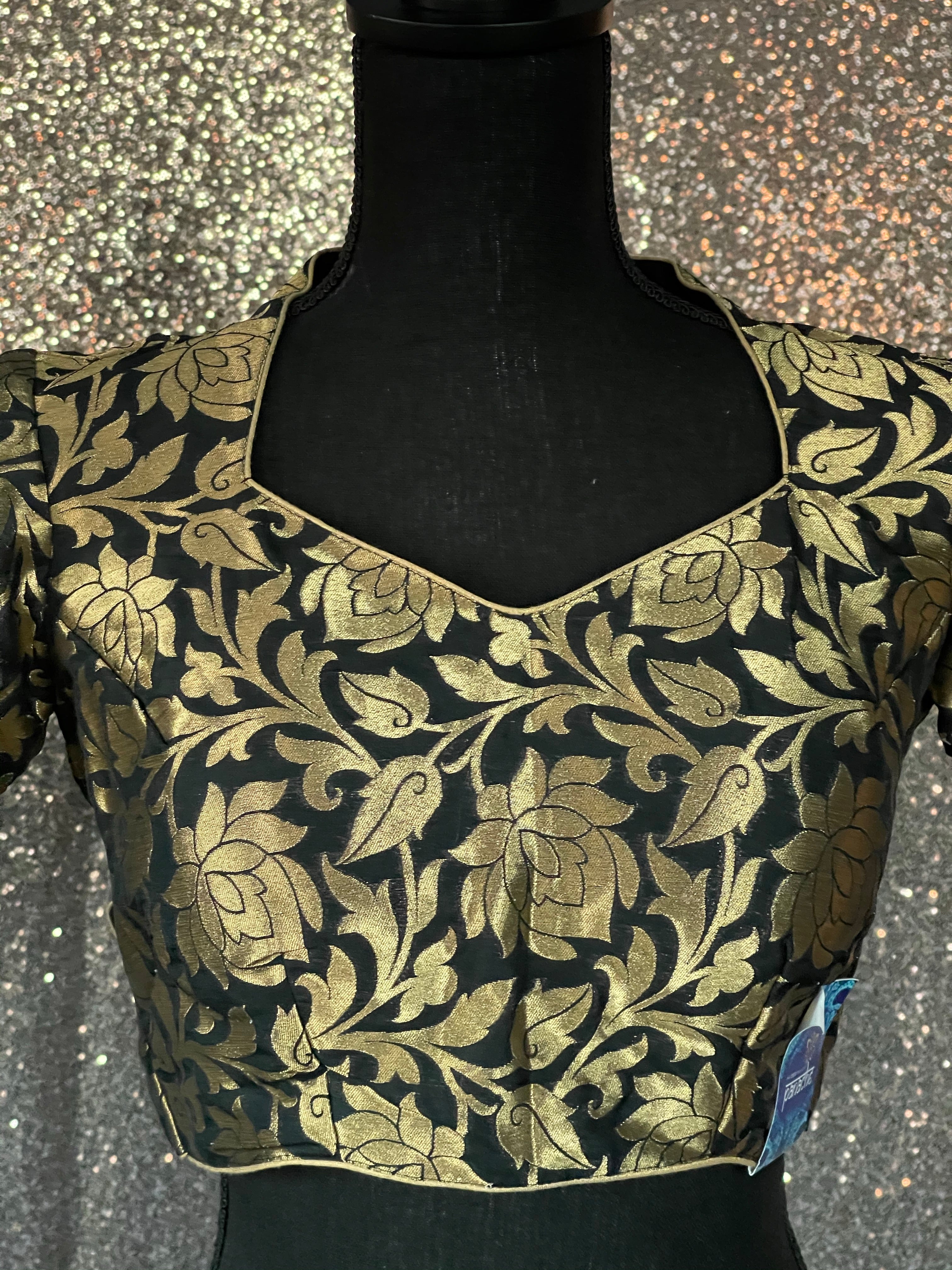 Designer Blouse - Black Zari Jangla woven 2