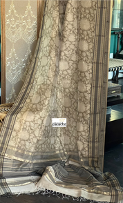 Maheshwari Cotton Silk Printed - Moss Grey Black