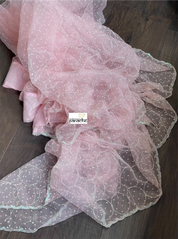 Designer Organza -  Pink Hand Embroidered