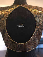Designer Blouse - Black Zari Jangla woven