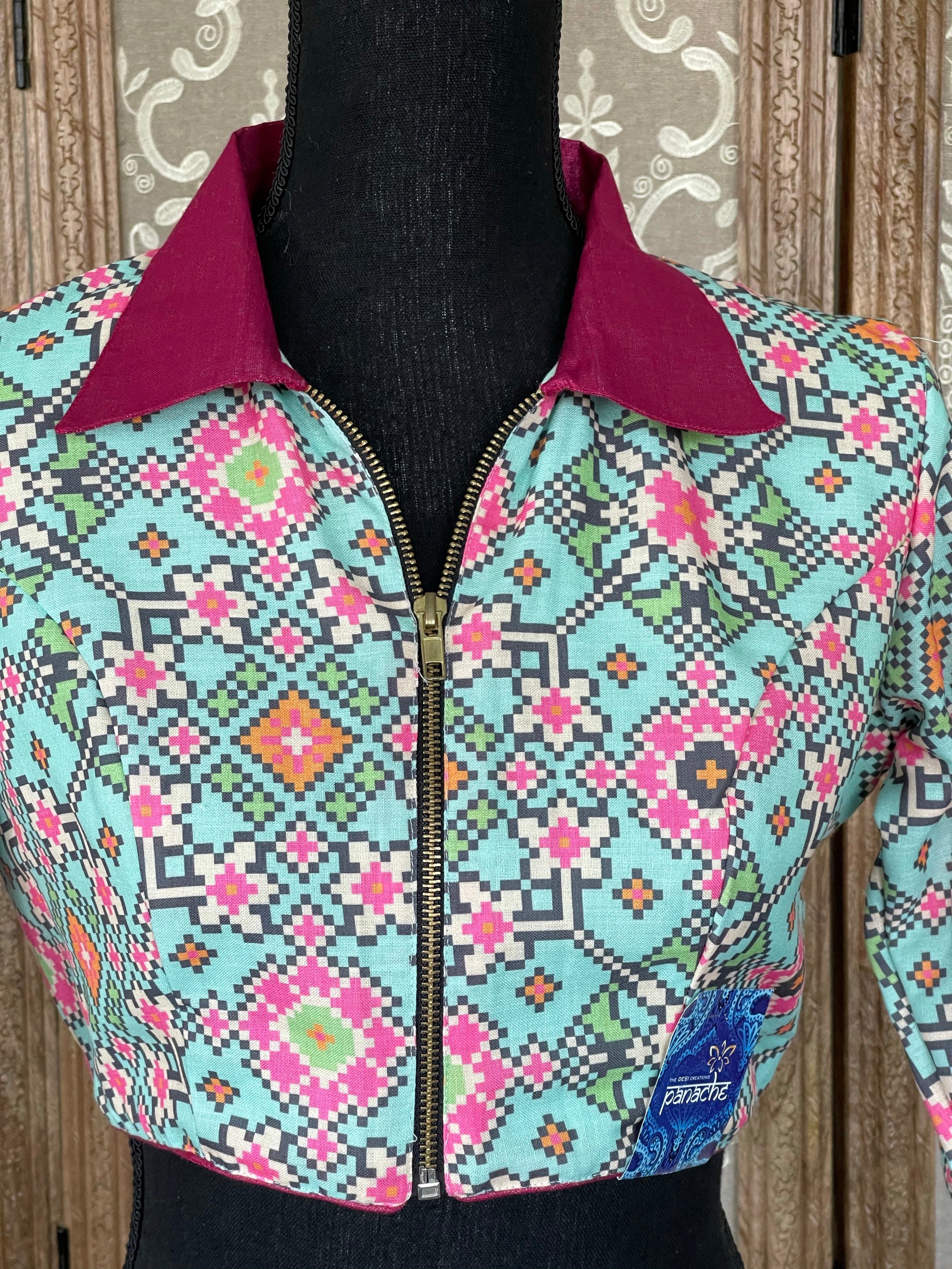 Designer Blouse - Mint Blue Printed