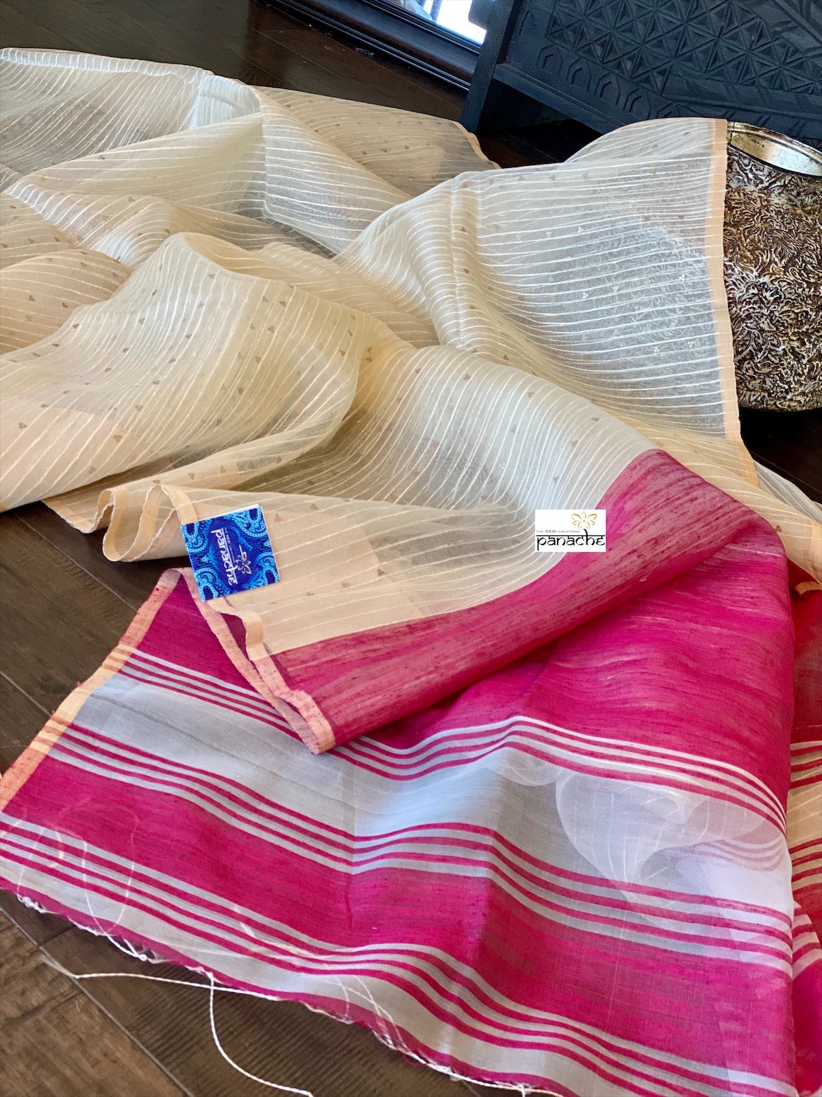 Muslin Silk - Off White Pink Antique Sequins