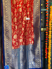 Pure Silk Banarasi - Red Blue