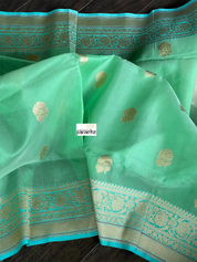 Organza Silk Banarasi - Sea-foam Green Firozi khadwa