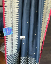 Katan Silk Banarasi - Black Red Kadwa