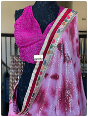 Designer Georgette Sequin Saree - Pink Raspberry red Tie Dye
