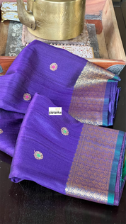 Tussar Silk Banarasi - Purple Green Jewel Tone