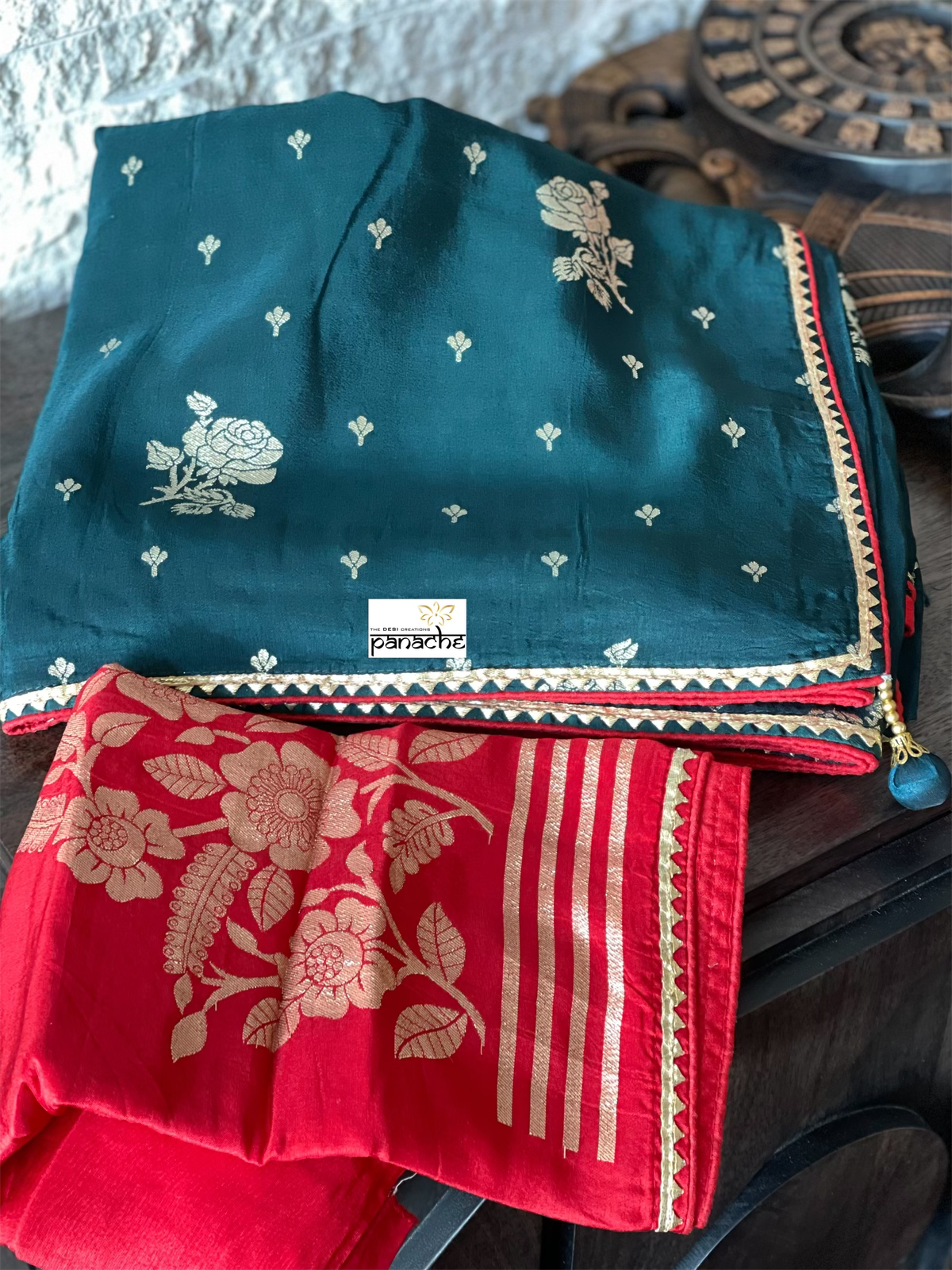 Designer Soft Silk - Ombré Black Teal Green Red